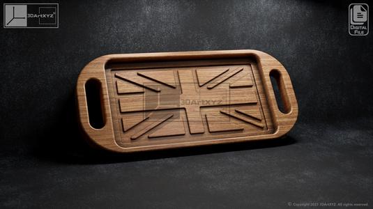 UK Flag Tray With Handles - CNC Files for Wood (svg, dxf, eps, ai, pdf)