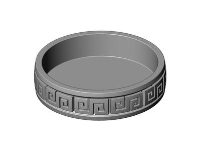 Greek key scrolls pattern carved dish and bowl 3D print model