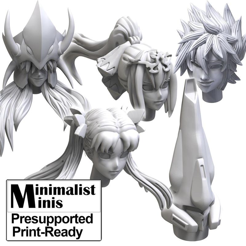 Anime Heads Bit for Miniature Wargames Pack 8