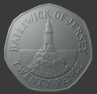 Jersey, 20 Pence, Reverse Side, 3D Scan