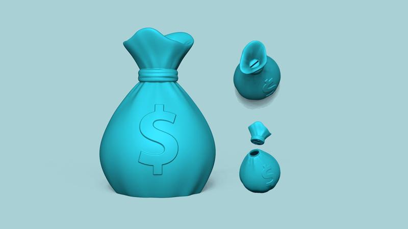 Money Bag - Piggy Bank - PiggyBank Coin Sack STL