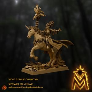 Wood Elf Druid on Unicorn | Presupported Miniature