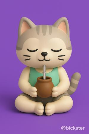 Chill Cat Drinking Mate – Cute 3D Printable Figurine