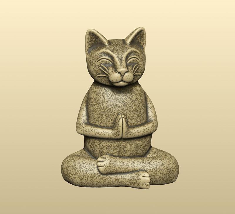 Sculpture of a meditating cat