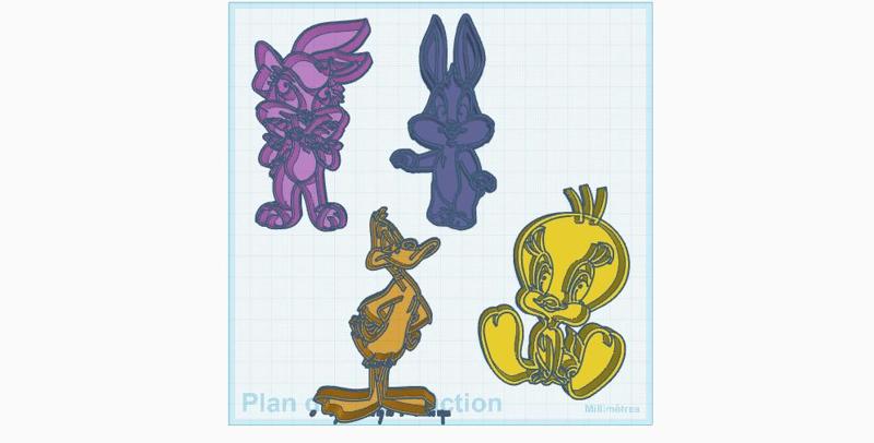 looney tunes cookie cutters, bugs bunny, lola bunny, titi, daffy duck