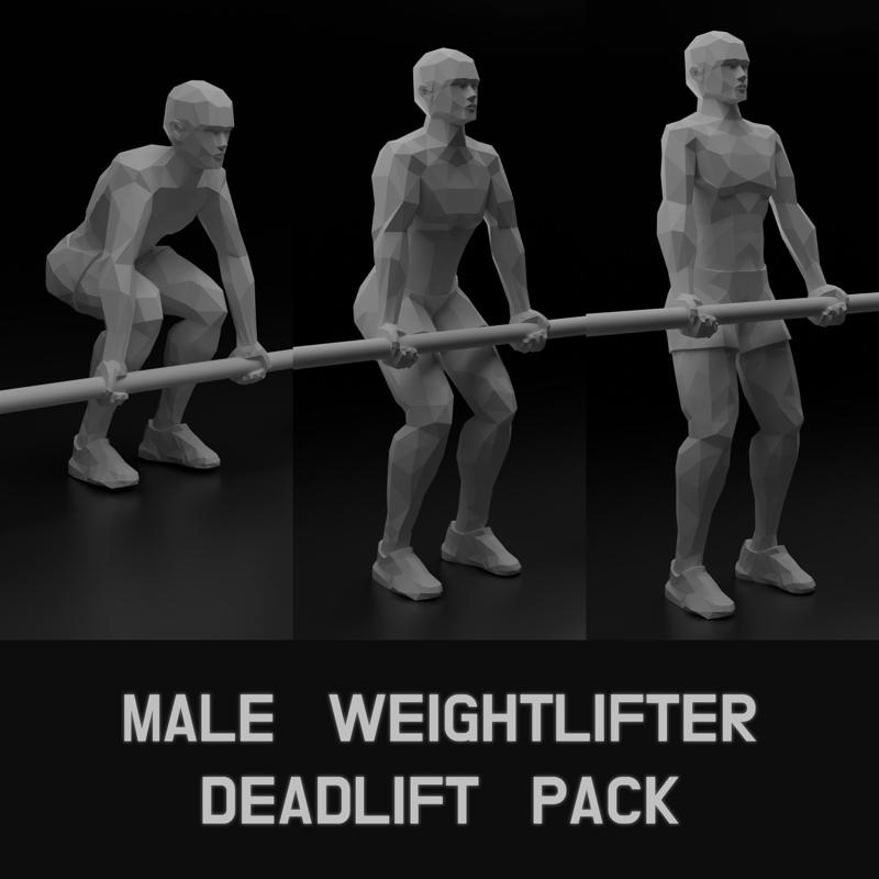 Deadlift Phases Pack – LowPoly Male Lifter