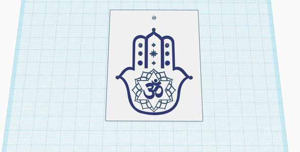 Hamsa Hand, the Hand of God, Hand of Fatima, Om spiritual symbol - keychain, fridge magnet