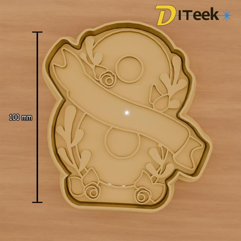 number eight with stamp cookie cutter