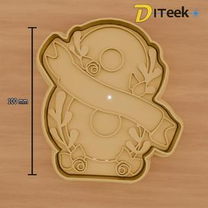 number eight with stamp cookie cutter