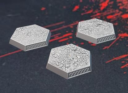 Battletech Hex Bases with Rubble 3D Textured Top