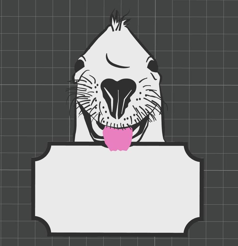 Funny Sea Lion Label