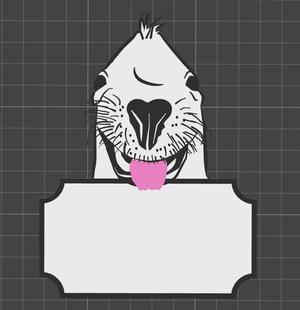 Funny Sea Lion Label