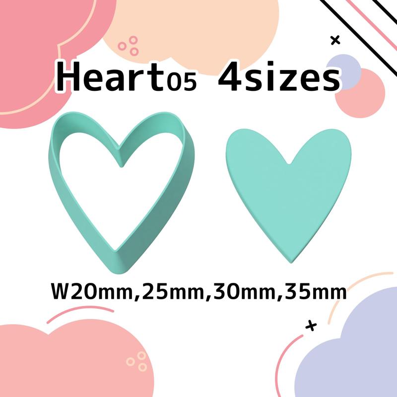 Heart05＊ 4 Polymer Clay Cutters＊Cookie Cutters＊Sugar Craft＊4 Sizes＊w20mm, 25mm, 30mm, 35mm