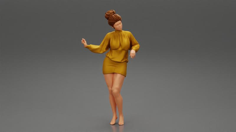 Young Woman In Mini Dress 3D Print Model