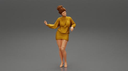 Young Woman In Mini Dress 3D Print Model