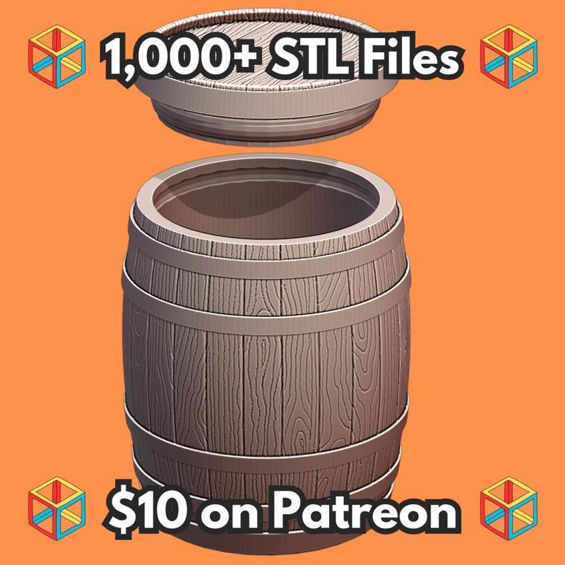 Medieval Barrel Shaped Container with Removable Lid MineeForm FDM 3D Print STL File
