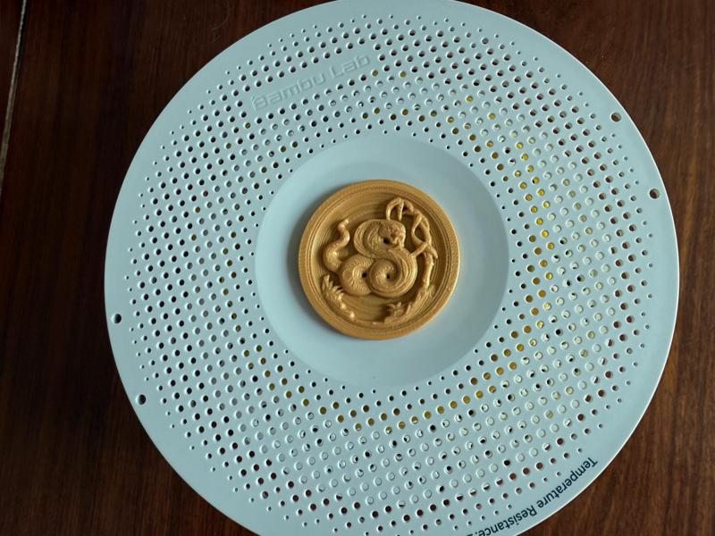 Year of the Snake commemorative coin, no supports needed, low material usage, simple and convenient, beautiful