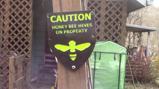 Caution Honeybee sign