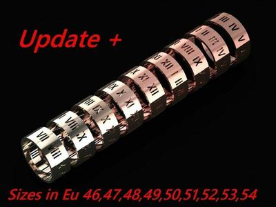 Roman Numerals Wide Ring Set - 9 Different Eu Sizes