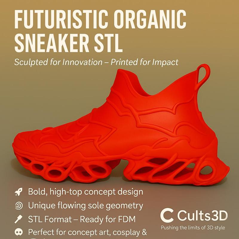 Futuristic Organic Sole Sneaker STL – 3D Printable Shoe Design