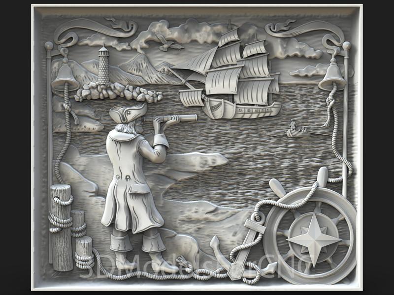 3D Model STL File for CNC Router Laser & 3D Printer Sea Harbor