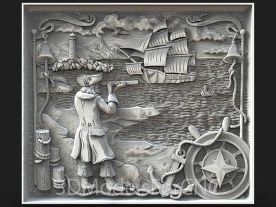 3D Model STL File for CNC Router Laser & 3D Printer Sea Harbor