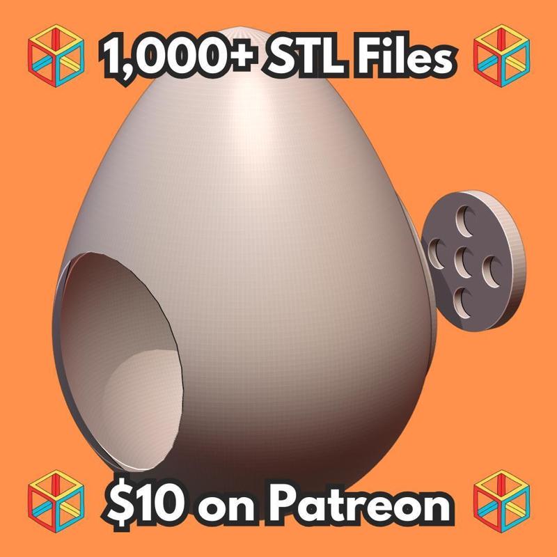 Magnetic Egg Shaped Hide for Fish Tank or Glass Terrarium (Uses 8mm x 2mm Magnets) MineeForm FDM 3D Print STL File