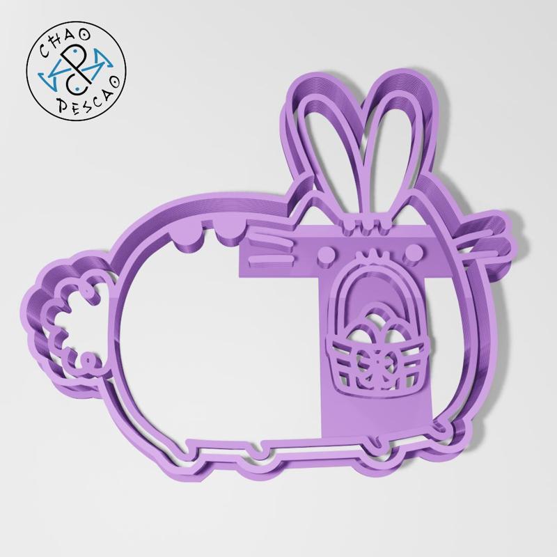 Pusheen Cat Ester Basket - Cookie Cutter - Fondant