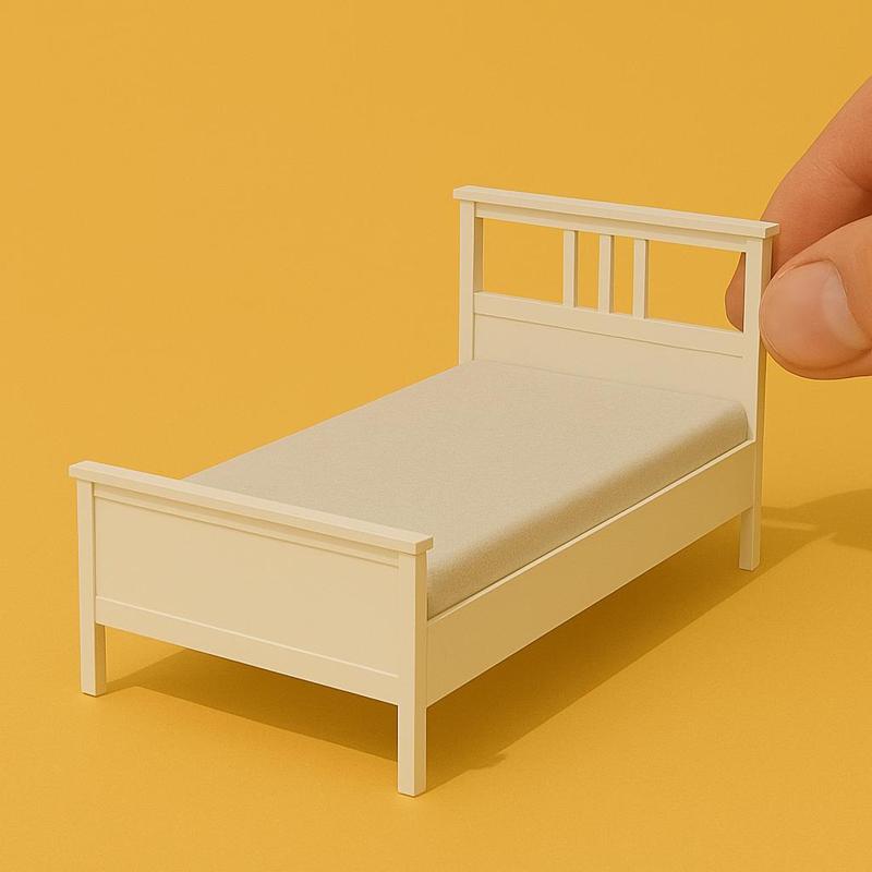 Miniature Bed Frame 1/6 and 1/12 scale for Doll Funiture, Doll House