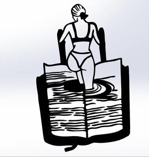 Wall art girl in book, Line art girl in water, wall art sexy girl