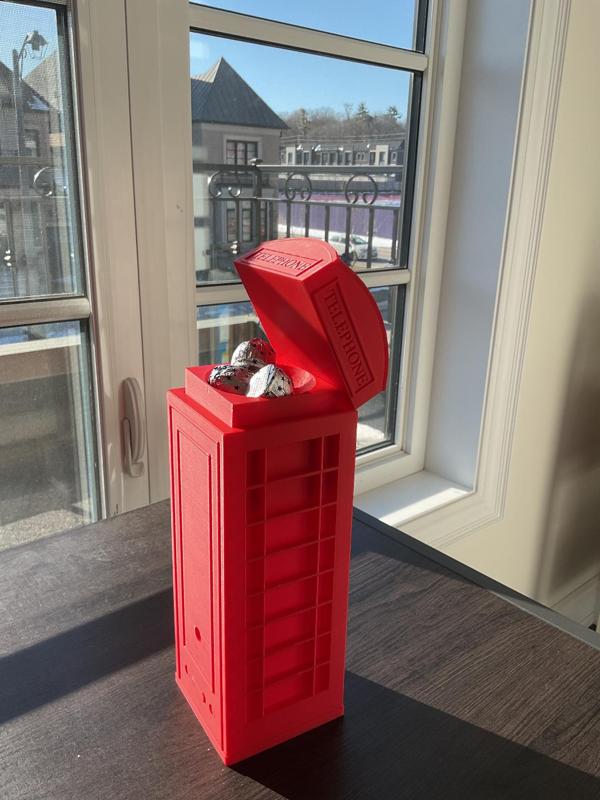 Booth-o-Bunny: a telephone booth easter egg holder