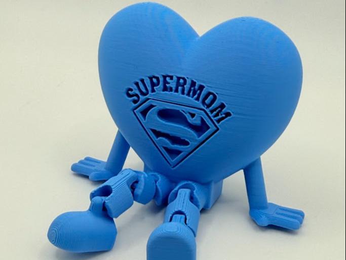 Super Mom Articulated Flexi Leg Heart, Super Man 