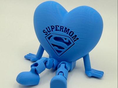 Super Mom Articulated Flexi Leg Heart, Super Man 