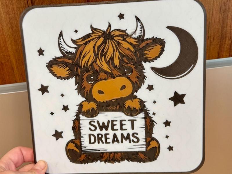 Sleepy Highland Cow Sign