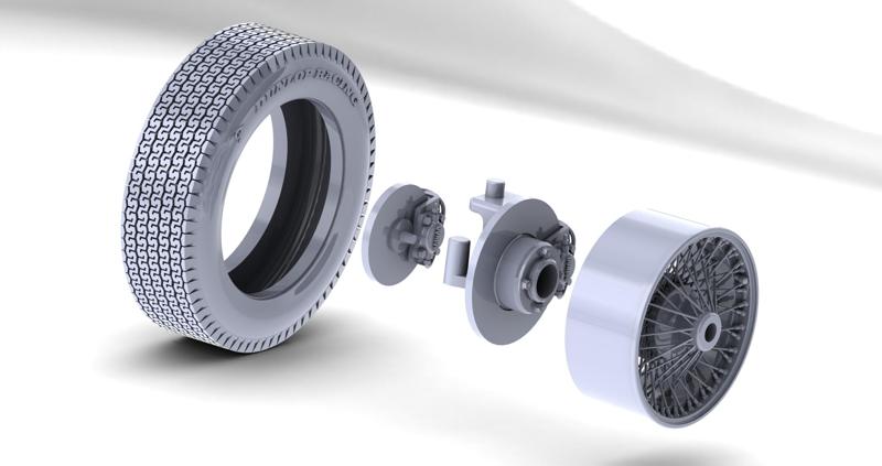 Jaguar Etype Wire rims, tyre and brakes kit for Revell