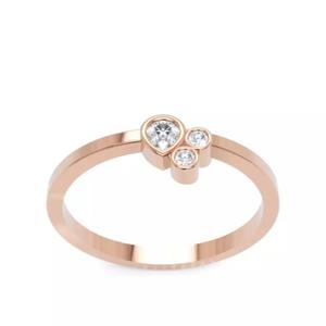 Minimal Three-Stone Diamond Ring with Bezel Setting 003 Ct