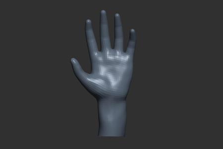 low-poly rigging hand model, low-poly rigging hand model