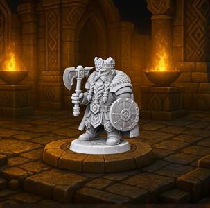 Dwarf King – 32mm STL Fantasy Miniature for Tabletop RPG