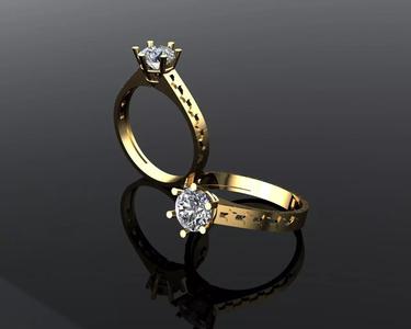 Solitaire Ring with Stars 081 Carat Diamond