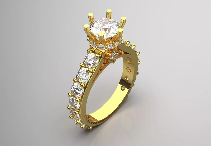 Royal Solitaire Engagement Ring with Diamonds Model sr0088