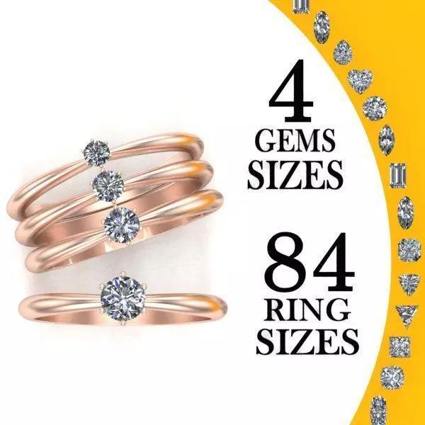 Engagement Ring 4 gems sizes