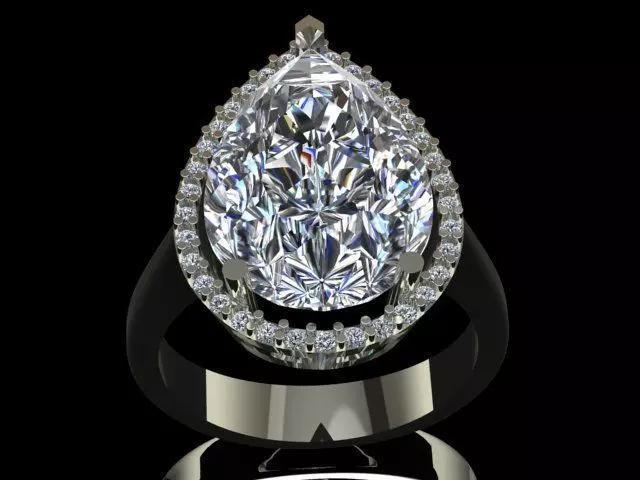 White Sapphire Luxury Golden Ring with Small Diamonds