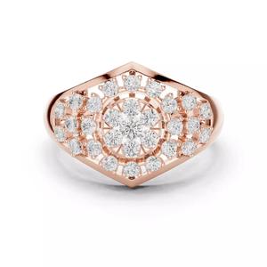 Wide Band Round Cluster Diamond Engagement Ring 3DM STL Video