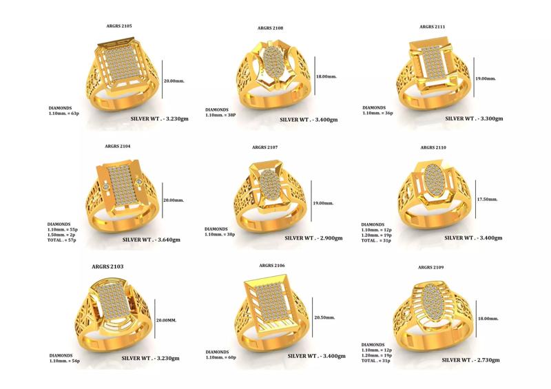 26 Gents Gold Rings Pack Diamond Accent Mens Ring 3D Models