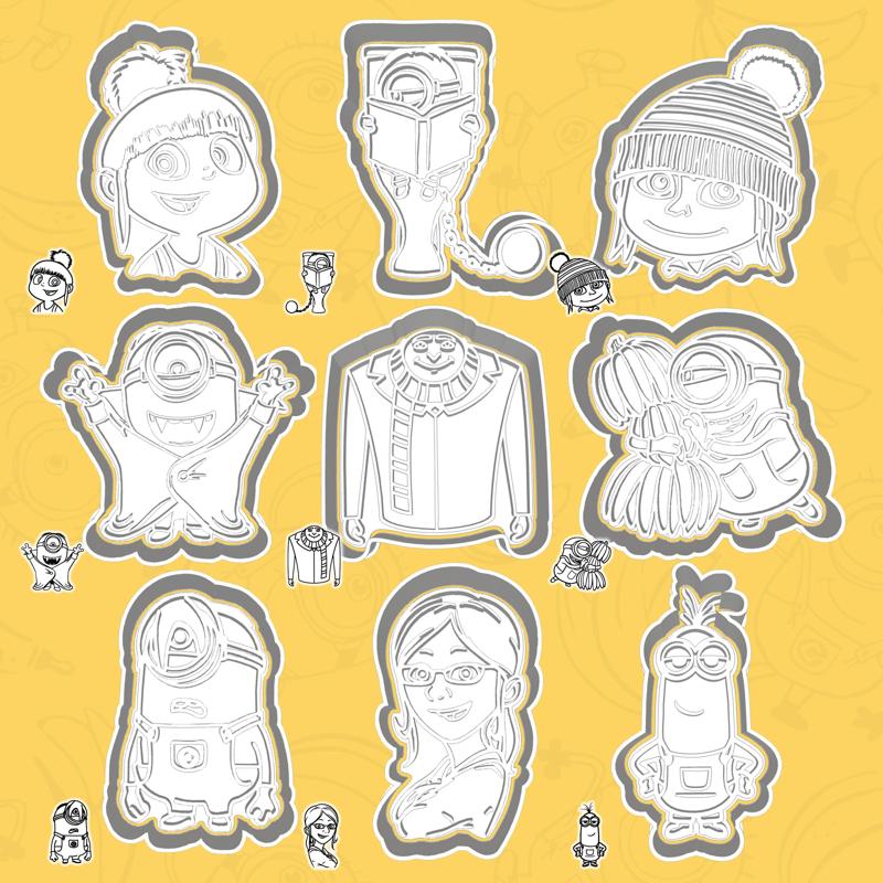 Minions / Despicable Me cookie cutters - crazy crew set / bundle - 9 pieces