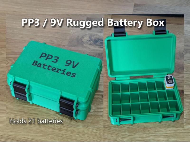 Rugged PP3 9V Battery Box for 21 batteries