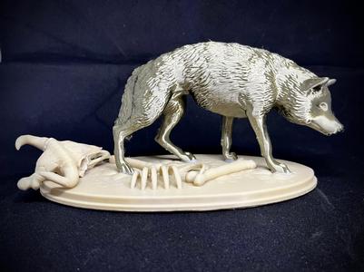 Halloween Wild Wolf with Buffalo Skull and Bones