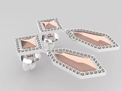 Elegant Kite-Shaped Diamond Dangling Earring