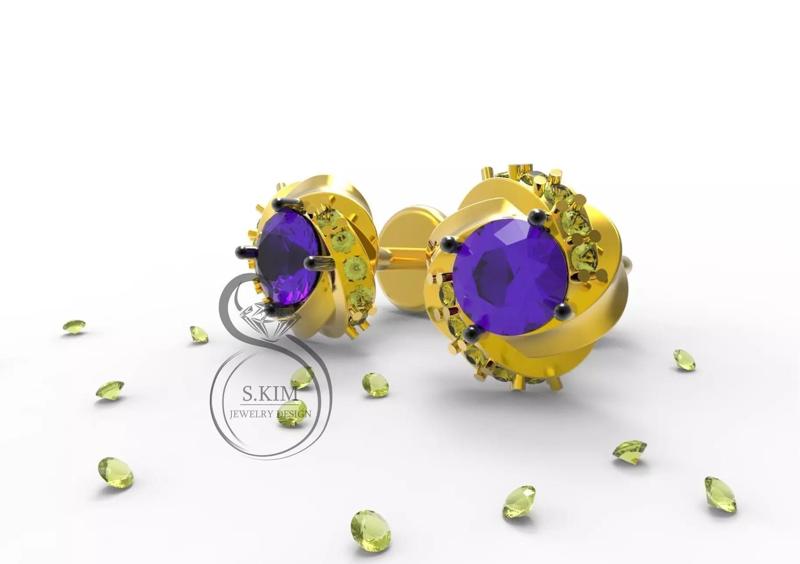 Small earrings gem 4mm