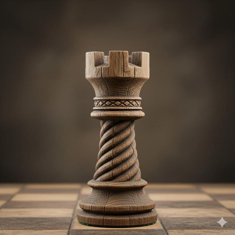 Rustic Wood Chess Rook